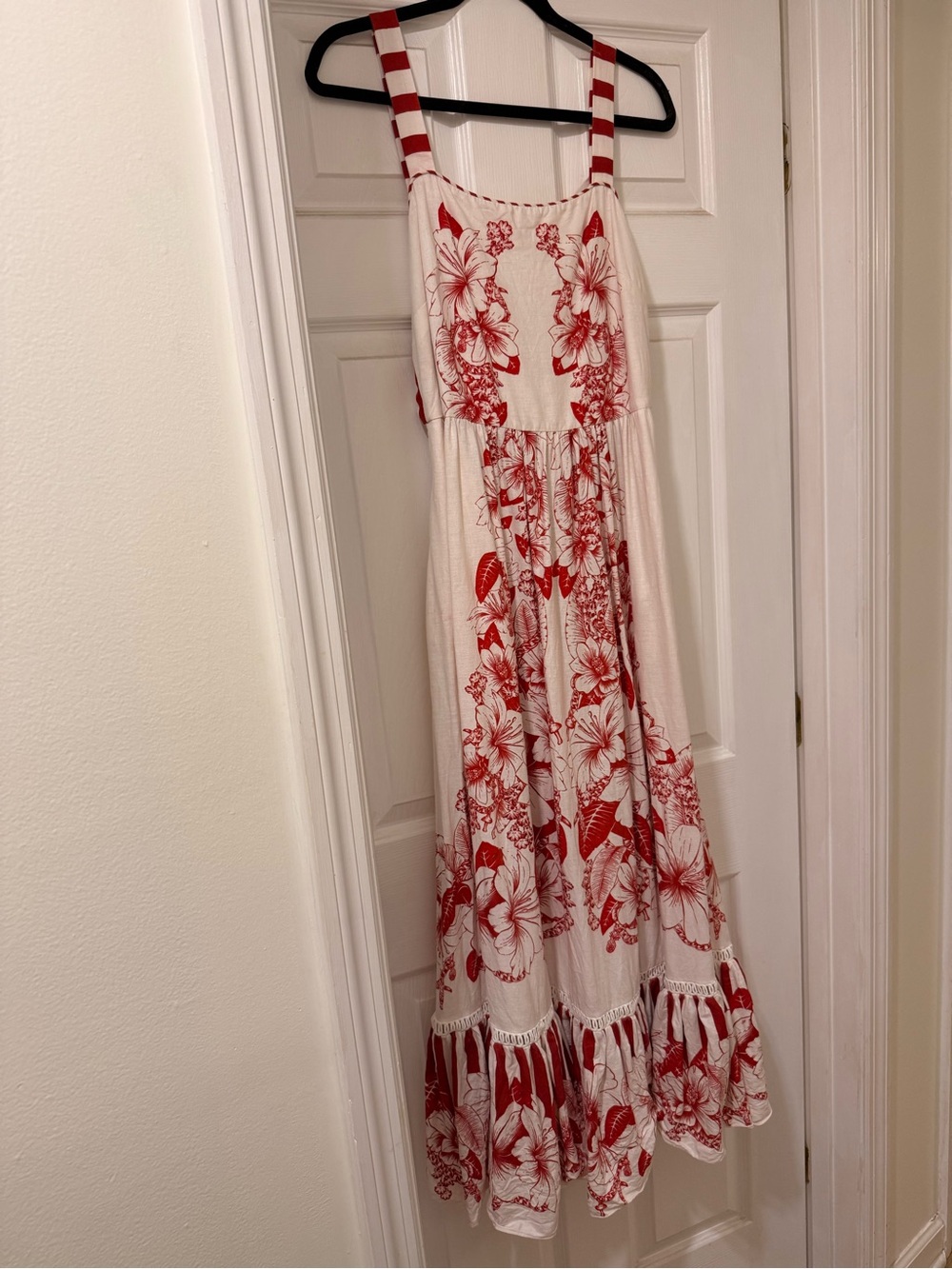 Farm Rio White and Red Floral Maxi Dress
